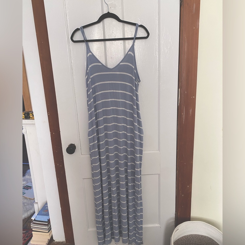 NWT! Blue and white striped maxi dress!